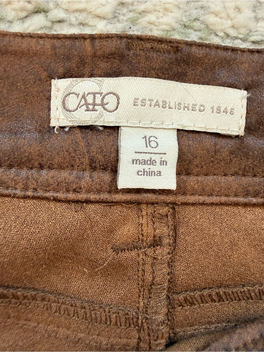 Brown Faux Leather Flare Bell Bottom Pants Size 16 - Picture 3 of 6